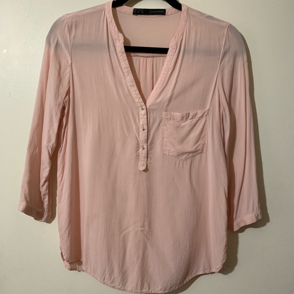 Zara Basics Peach 3/4 length sleeve top